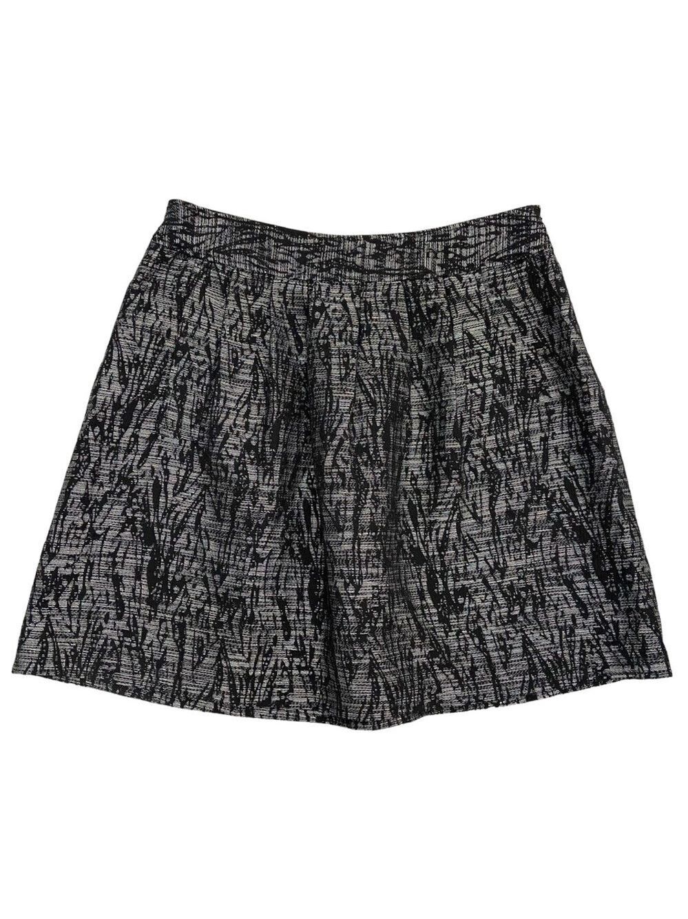 Stunning Michael Kors A-Line Woven Black Silver Skirt Pockets Size 12 Elegant